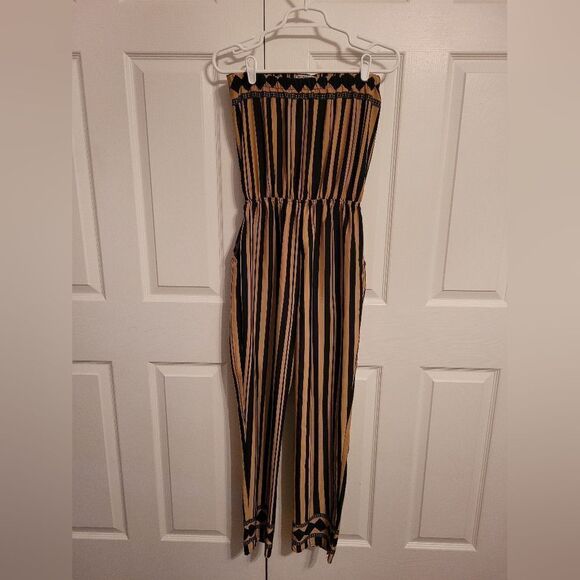 Necessary Clothing Pants - Necessary clothing black and‎ tan strip sleeveless jumpsuit